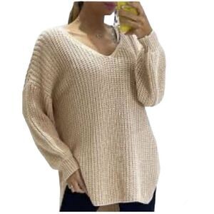 Charlotte Russe Cream/blush knit oversized sweater size S